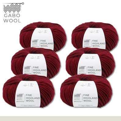 Gabo Wool 6x100 g Highland Wool peruanische Hochlandwolle Rot (RJ2015) Exklusiv