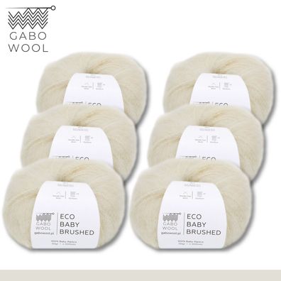 Gabo Wool 6x50g Eco Baby Brushed 100% Baby Alpaka Gebürstet Naturweiß (FTE1296)