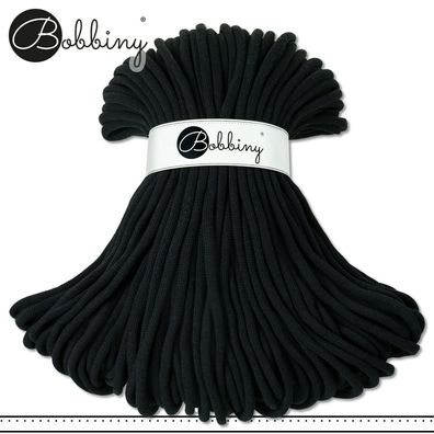 Bobbiny 100 m Flechtkordel 9 mm | Black | Nähen Basteln Baumwolle Hobby Premium