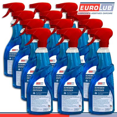 EuroLub 12 x 750 ml Scheibenenteiser Spray Scheibenfrostschutz