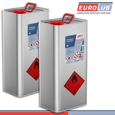 EuroLub 2 x 5 l Bremsenreiniger Fettlöser für Bremse Kupplung Getriebe Glas