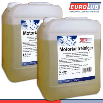EuroLub 2 x 5 l Motorkaltreiniger für Motoren, Maschinen und Werkzeuge Kanister