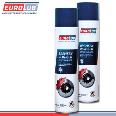 EuroLub 2 x 600 ml Bremsenreiniger Spray auch für Bremse Kupplung Getriebe Glas