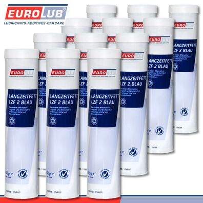 EuroLub 12 x 400 g Kartusche Langzeitfett LZF 2 Blau Schmierfett Mineralölbasis