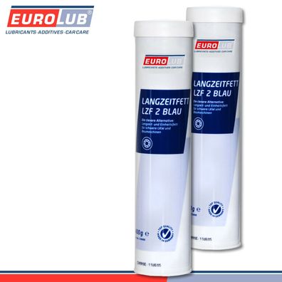 EuroLub 2 x 400 g Kartusche Langzeitfett LZF 2 Blau Schmierfett Mineralölbasis