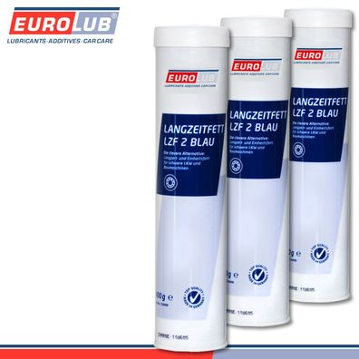 EuroLub 3 x 400 g Kartusche Langzeitfett LZF 2 Blau Schmierfett Mineralölbasis