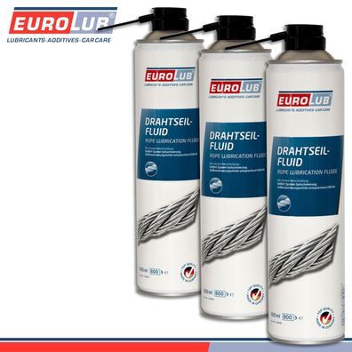 EuroLub 3 x 600 ml Drahtseil-Fluid Seilkonservierung Nachschmiermittel Drahtseil
