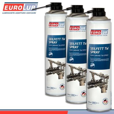 EuroLub 3 x 600 ml Seilfett TW Spray Hohlraumversiegler Sprühfett Fettspray