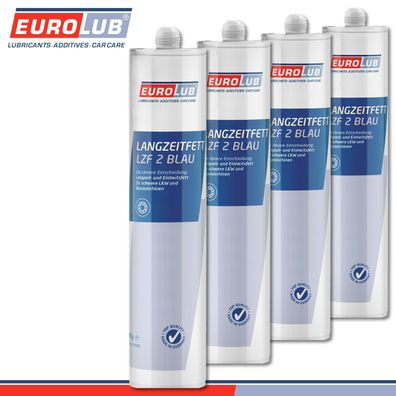EuroLub 4 x 500 g Kartusche Langzeitfett LZF 2 Blau Schmierfett Mineralölbasis