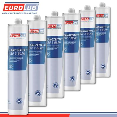 EuroLub 6 x 500 g Kartusche Langzeitfett LZF 2 Blau Schmierfett Mineralölbasis