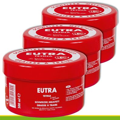 EUTRA 3x 500ml Melkfett Melkfett Milchvieh Zitzen Kühe Pflege Ziegen Landwirts