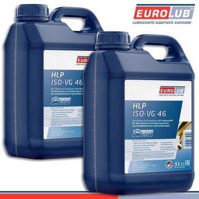 EuroLub 2x 5 l HLP ISO-VG 46 Hydrauliköl DIN 51 524 Teil 2 Hydraulik-Flüssigkeit