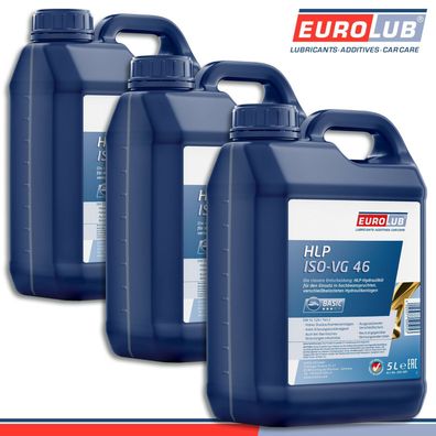 EuroLub 3x 5 l HLP ISO-VG 46 Hydrauliköl DIN 51 524 Teil 2 Hydraulik-Flüssigkeit