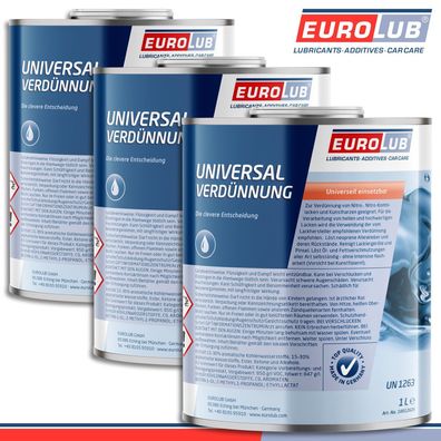 EuroLub 3 x 1 l Universalverdünnung Reinigungsverdünnung Pinselreiniger