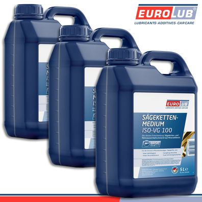 EuroLub 3 x 5 l Sägekettenmedium ISO-VG 100 Kettensägenöl Haftöl Motorsäge