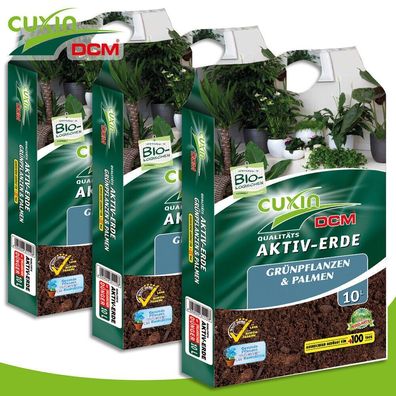 Cuxin DCM 3 x 10L Aktiv-Erde Grünpflanzen & Palmen Topfpflanzen Nährstoffe Baum