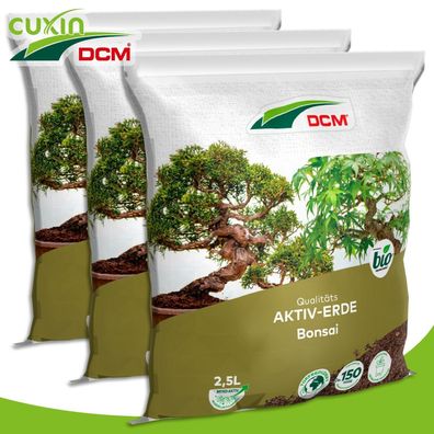 Cuxin DCM 3 x 2,5 l Aktiv-Erde Bonsai BIO Pflanzenerde Blumenerde