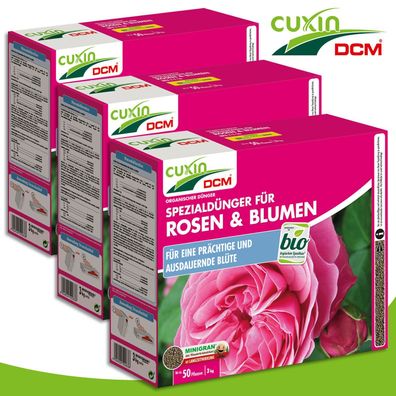 Cuxin DCM 3 x 3 kg Spezialdünger für Rosen & Blumen Bio Wachstum Nährstoff Blüte