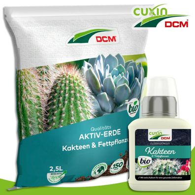 Cuxin Set 2,5l Aktiv-Erde Kakteen & Fettpflanzen + 250 ml Flüssigdünger Kakteen