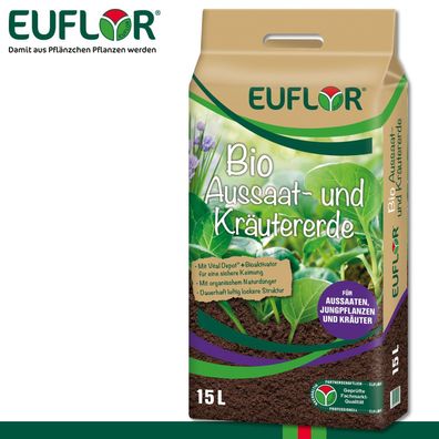 Euflor 15L Bio Aussaat- und Kräutererde Anzucht Beet Topf Wachstum Nährstoffe