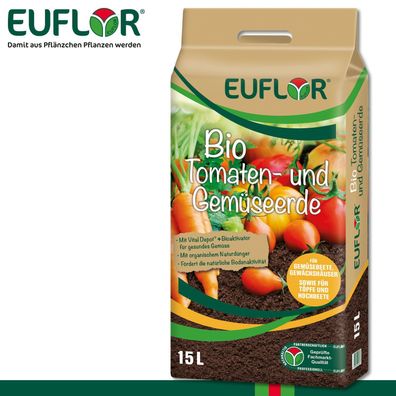 Euflor 15L Bio Tomaten- und Gemüseerde Paprika Gurke Nährstoffe Wachstum Pflege