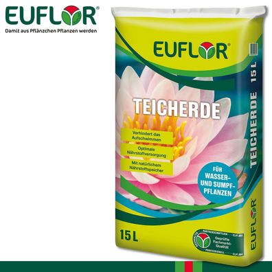 Euflor 15L Teicherde Nährstoffe Teichfplanzen Sumpf Wachstum Seerosen Pflege