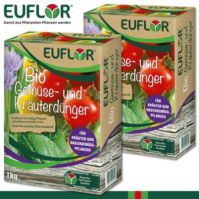 Euflor 2 x 1 kg Bio Gemüse- & Kräuterdünger Basilikum Thymian Oregano Koriander