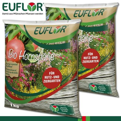 Euflor 2 x 1 kg Bio Hornspäne Organischer Stickstoffdünger 100% Natürlich