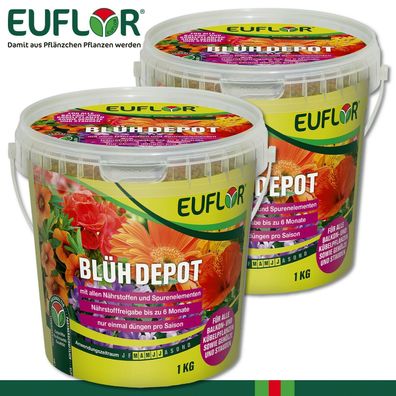 Euflor 2 x 1 kg Blühdepot Langzeitdüngung Staude Baum Topfplanze Balkon Garten