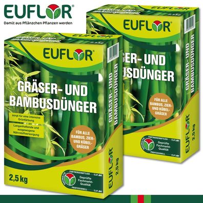 Euflor 2 x 2,5 kg Gräser- und Bambusdünger Ziergras Kübelgras Saftiges Grün