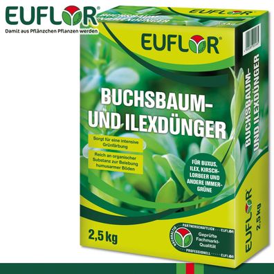 Euflor 2,5 kg Buchsbaum- und Ilexdünger Buxus Ilex Kirschlorbeer Immergrün