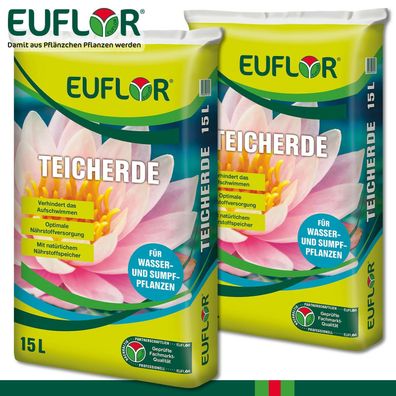 Euflor 2x 15L Teicherde Sumpfpflanzen Seerosen Wasserpflanzen Wachstum Nährstoff