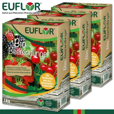 Euflor 3 x 1 kg Bio Beerendünger Erbeere Himbeere Apfel Birne Pflaume Kirsche