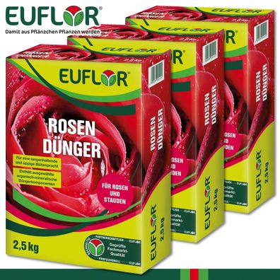 Euflor 3 x 2,5 kg Rosendünger Staudendünger Wachstum Farbe Blütenstrauch