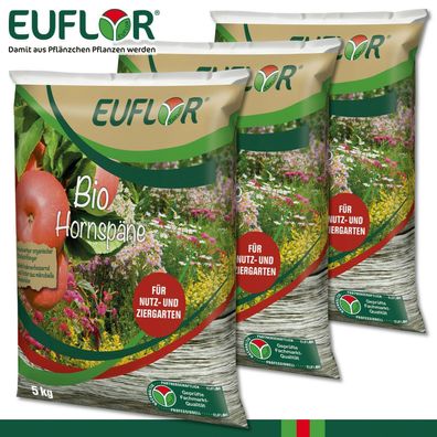 Euflor 3 x 5 kg Bio Hornspäne Organischer Stickstoffdünger 100% Natürlich