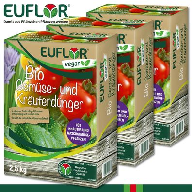 Euflor 3x 2,5kg Bio Gemüse- & Kräuterdünger Basilikum Thymian Oregano Koriander