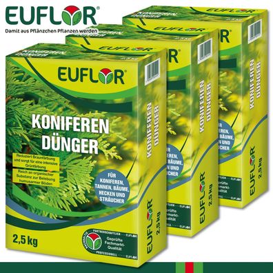 Euflor 3x 2,5kg Koniferendünger Spezialdünger Tanne Konifere Baum Hecke Strauch