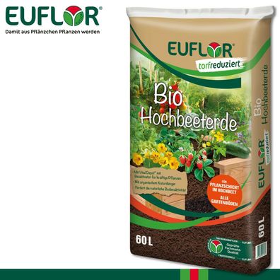 Euflor 60L Bio Hochbeeterde Gemüse Anzucht Pflanzen Blumen Wachstum Nährstoffe