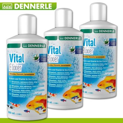 Dennerle 3 x 500 ml Vital-Elixier Spurenelemente und Vitamine für Aquarien