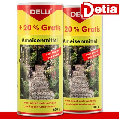 DELU 2 x 600g Ameisenmittel Ex Gieß Streu Gift Nest Bekämpfung Schutz Garten