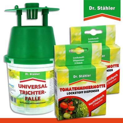 Dr. Stähler 1 Universal-Trichterfalle + 2 Tomatenminiermotte Lockstoffdispenser