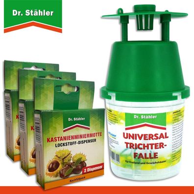 Dr. Stähler 1 Universal-Trichterfalle + 3 x 2 Kastanienminiermotte Lockstoff