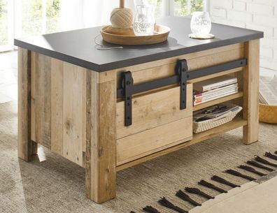 Couchtisch Wohnzimmer Tisch Sofatisch Used Wood Stauraum Schiebetür 90x60 Stove
