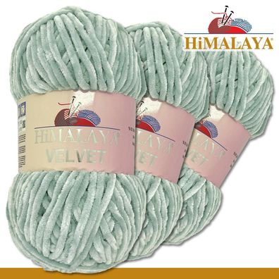 Himalaya 3x100 g Velvet Premium Wolle |90051 Taubengrau|Chenille Stricken Häkeln
