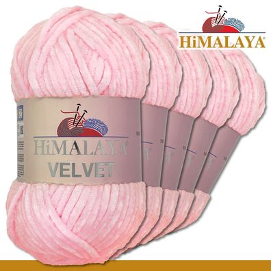 Himalaya 5x100 g Velvet Premium Wolle | 90003 Babyrosa |Chenille Stricken Häkeln
