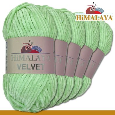 Himalaya 5x100 g Velvet Premium Wolle | 90007 Mint |Chenille Stricken Häkeln
