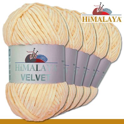 Himalaya 5x100 g Velvet Premium Wolle | 90033 Apricot |Chenille Stricken Häkeln