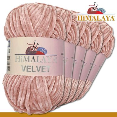 Himalaya 5x100 g Velvet Premium Wolle | 90049 Altrosa |Chenille Stricken Häkeln