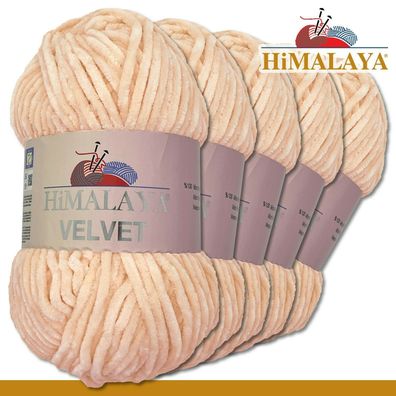 Himalaya 5x100 g Velvet Premium Wolle | 90053 Hellrosa |Chenille Stricken Häkeln
