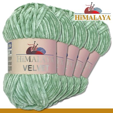 Himalaya 5x100 g Velvet Premium Wolle |90047 Aquamarin |Chenille Stricken Häkeln
